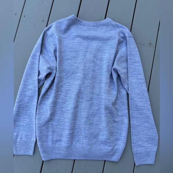 Vintage People Patch Letter Cardigan Gray Button Up Unisex Size Small - Picture 6 of 6